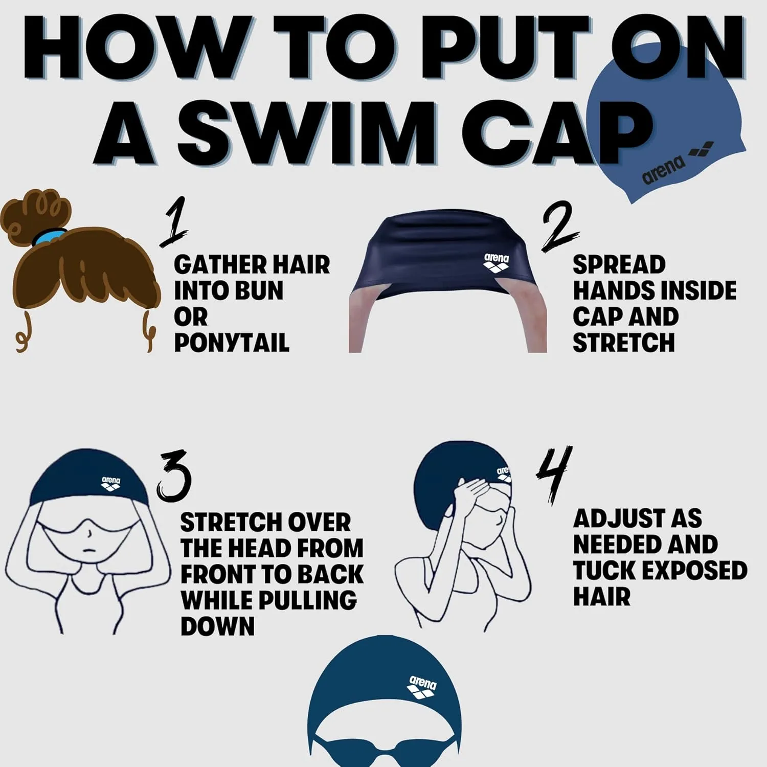 Arena Classic Unisex Soft Silicone Swim Cap for Women and Men, Intensive Training Comfortable Non-Slip Long Hair Swimming Hat