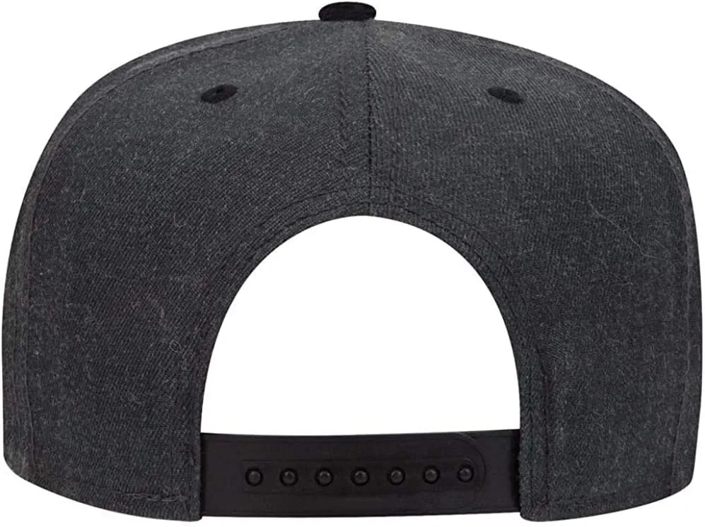 Ashen Fane Heather Wool Blend 5 Panel Snapback Flat Bill Two Tone Hat