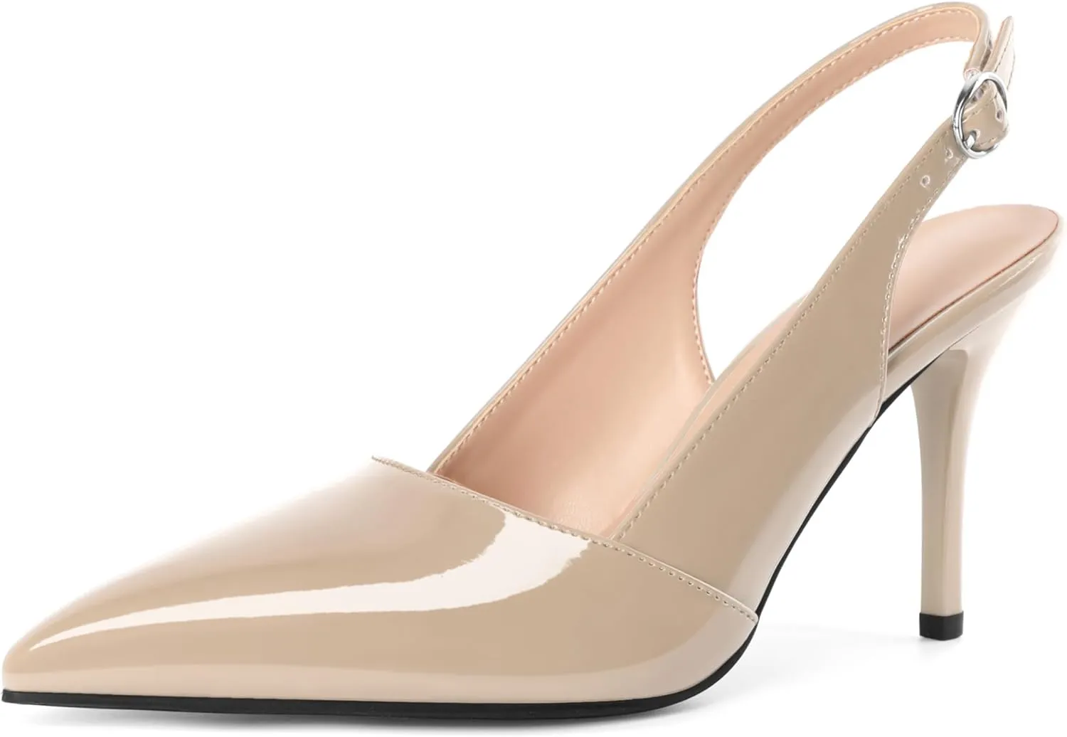 AUMOTED Women's Slingback D'Orsay Slip-on High Heels Pointed Toe Stiletto Ankle-Strap Heel Pump Dress Shoes 3.5 Inch