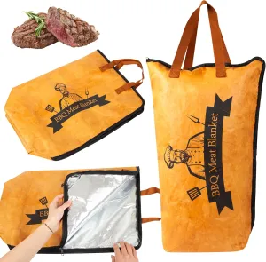 BBQ Blanket for Resting Meat, Reusable Reat Insulated Resting Bag, 21" Smoker Meat Resting Blanket with Wide Mouth, for Large Briskets/Pork Shoulders/Turkey/Beef - Camping, Picnics Gifts for Men