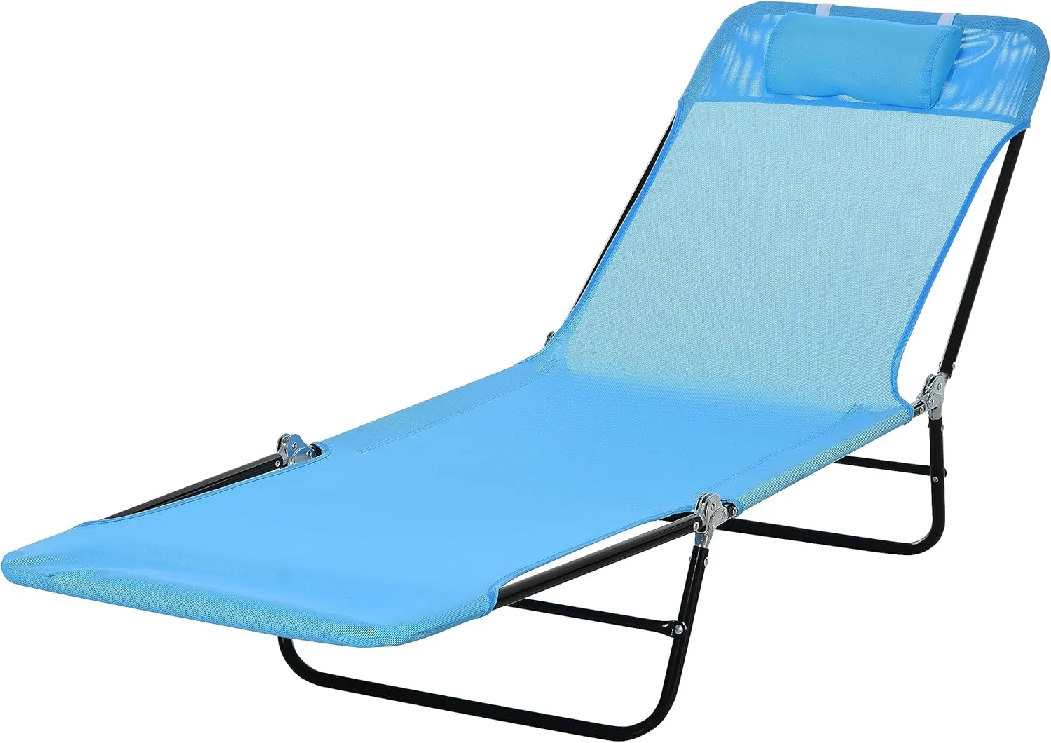 Beach-Camping Lounge-Chair Chaise-Outdoor Folding-Reclining - Tanning Chairs Portable Adjustable Backrest Poolside Patio for Garden Lawn Backyard Picnics (Blue)