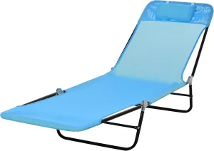 Beach-Camping Lounge-Chair Chaise-Outdoor Folding-Reclining - Tanning Chairs Portable Adjustable Backrest Poolside Patio for Garden Lawn Backyard Picnics (Blue)