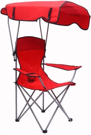 Beach Recliner Shade Chair Folding Lightweight Camping Chair with Cup Holder Portable Fishing Chairs for Outdoor Events Support 400LBS (Color : Red, Size : 1Pc)