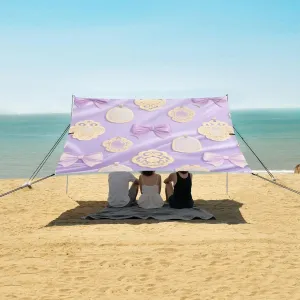 Beach Shade Tent with UPF50  UV Protection,Chinese Elements Purple Bows Lightweight Camping Sun Shelter for Outdoor,Camping Trips, Fishing, Backyard,Picnics,Easy Set Up and Carry 9x10.5 FT