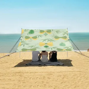 Beach Shade Tent with UPF50  UV Protection,Chinese Style Bows Jade Pendant Lightweight Camping Sun Shelter for Outdoor,Camping Trips, Fishing, Backyard,Picnics,Easy Set Up and Carry 9x10.5 FT