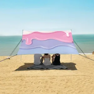 Beach Shade Tent with UPF50  UV Protection,Colorful Ice Cream Liquid Lightweight Camping Sun Shelter for Outdoor,Camping Trips, Fishing, Backyard,Picnics,Easy Set Up and Carry 9x10.5 FT