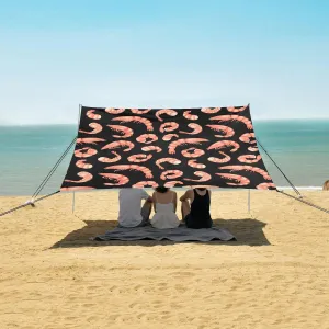 Beach Shade Tent with UPF50  UV Protection,Delicious Shrimp Seamless Pattern Lightweight Camping Sun Shelter for Outdoor,Camping Trips, Fishing, Backyard,Picnics,Easy Set Up and Carry 9x10.5 FT