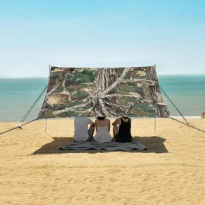 Beach Shade Tent with UPF50  UV Protection,Forest Real Trees Camouflage Lightweight Camping Sun Shelter for Outdoor,Camping Trips, Fishing, Backyard,Picnics,Easy Set Up and Carry 9x10.5 FT