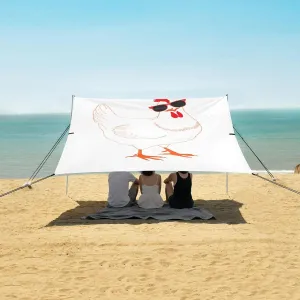 Beach Shade Tent with UPF50  UV Protection,Funny Chicken with Sunglasses Lightweight Camping Sun Shelter for Outdoor,Camping Trips, Fishing, Backyard,Picnics,Easy Set Up and Carry 9x10.5 FT