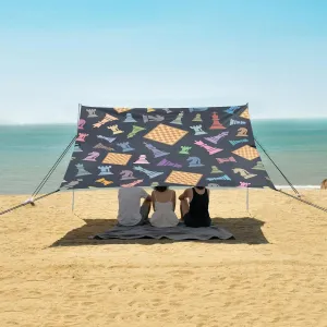 Beach Shade Tent with UPF50  UV Protection,Seamless Chess Themed Pattern Lightweight Camping Sun Shelter for Outdoor,Camping Trips, Fishing, Backyard,Picnics,Easy Set Up and Carry 9x10.5 FT