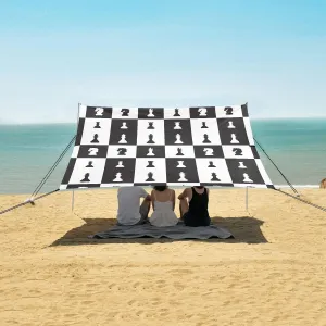 Beach Shade Tent with UPF50  UV Protection,Silhouettes of Chess Lightweight Camping Sun Shelter for Outdoor,Camping Trips, Fishing, Backyard,Picnics,Easy Set Up and Carry 9x10.5 FT