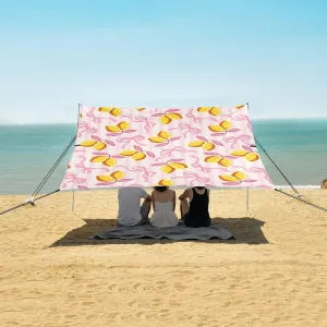 Beach Shade Tent with UPF50  UV Protection,Yellow Lemons with Bows Lightweight Camping Sun Shelter for Outdoor,Camping Trips, Fishing, Backyard,Picnics,Easy Set Up and Carry 9x10.5 FT