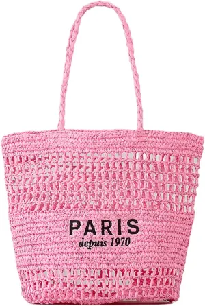 Beach Woven Crochet Bag for Women Straw Hobo Mesh Tote Knit Bags, for Daily Picnic Summer Holiday Travel Vacation