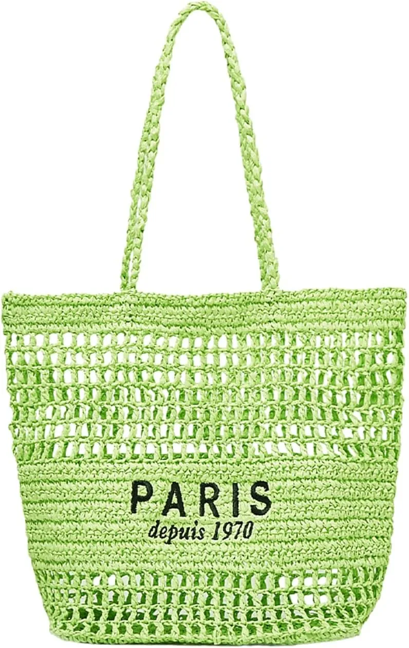 Beach Woven Crochet Bag for Women Straw Hobo Mesh Tote Knit Bags, for Daily Picnic Summer Holiday Travel Vacation