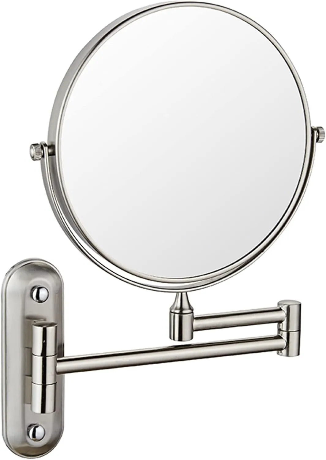 Beauty Mirror,10X Hotel Bathroom Wall Mounted Makeup Mirror, 8 Inch Extendable Mirror Foldable Telescopic Magnifying Double-Sided Shaving Mirror for Bathroom Vanity Brushed Nickel 6 inches 5X