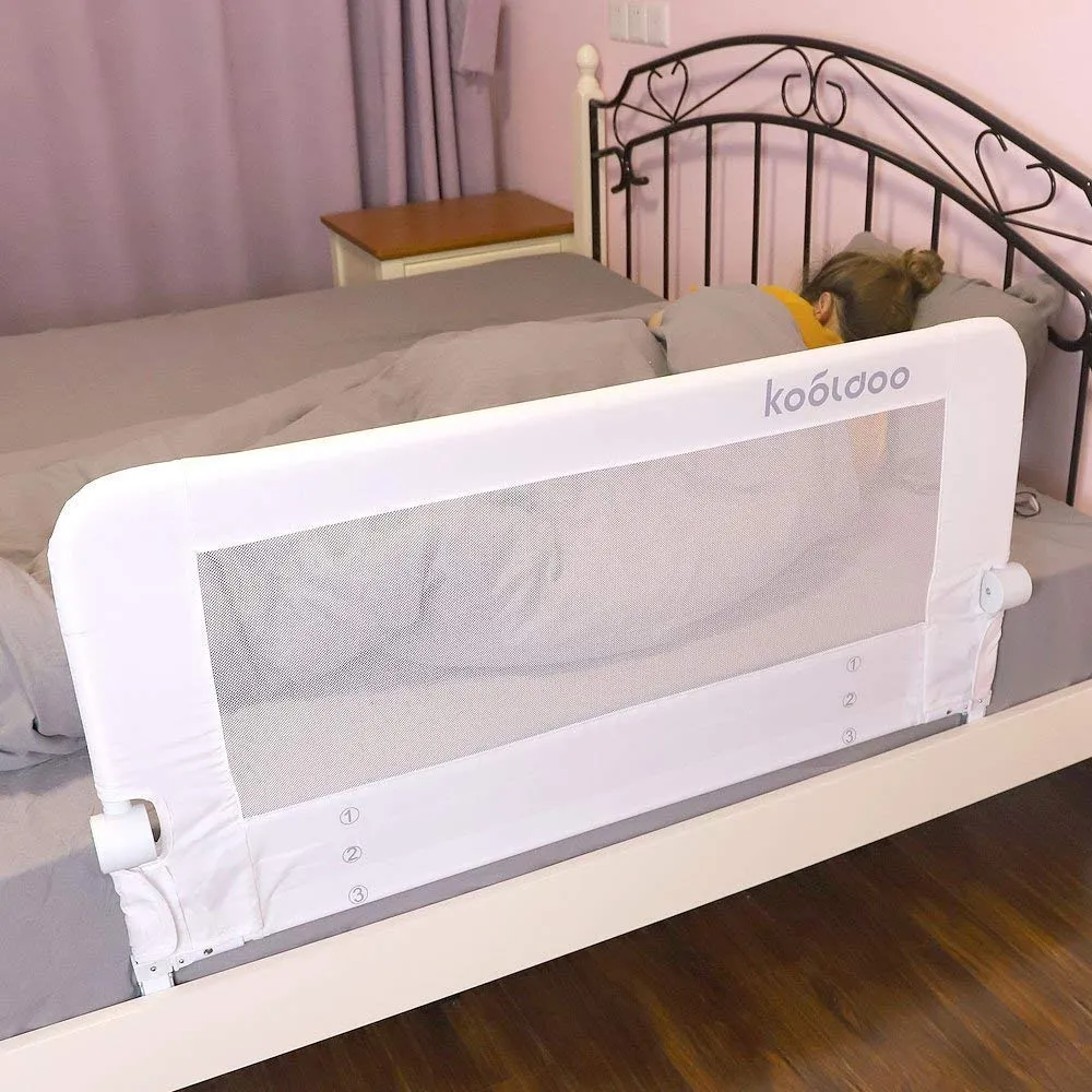 Bed Rail for Toddlers, 43" Foldable Toddler Bed Rail Guards for Baby Safety, with 1Piece Safe Belt for Kids, Fits Twin, Double, Full, Queen Size Bed(43" L*22.8" H, White)