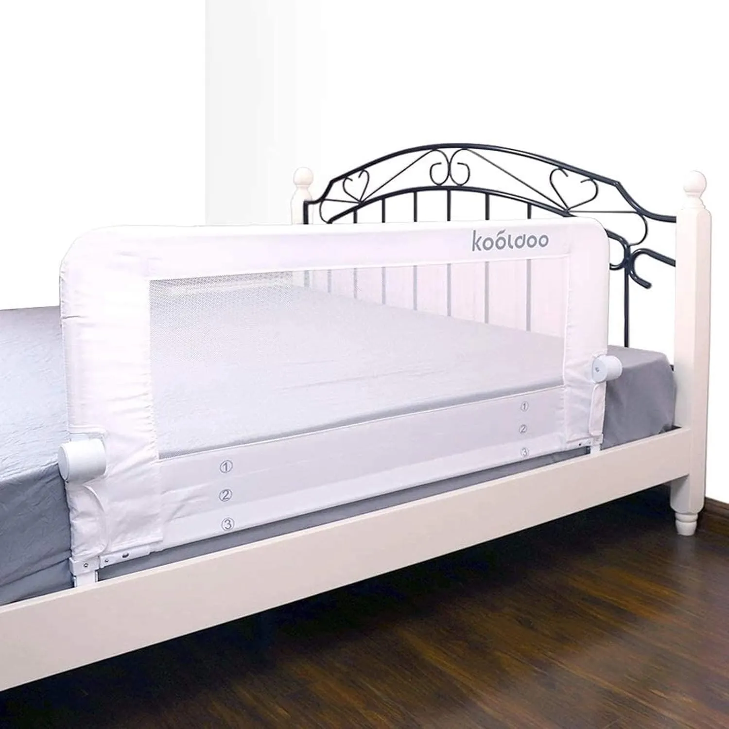Bed Rail for Toddlers, 43" Foldable Toddler Bed Rail Guards for Baby Safety, with 1Piece Safe Belt for Kids, Fits Twin, Double, Full, Queen Size Bed(43" L*22.8" H, White)