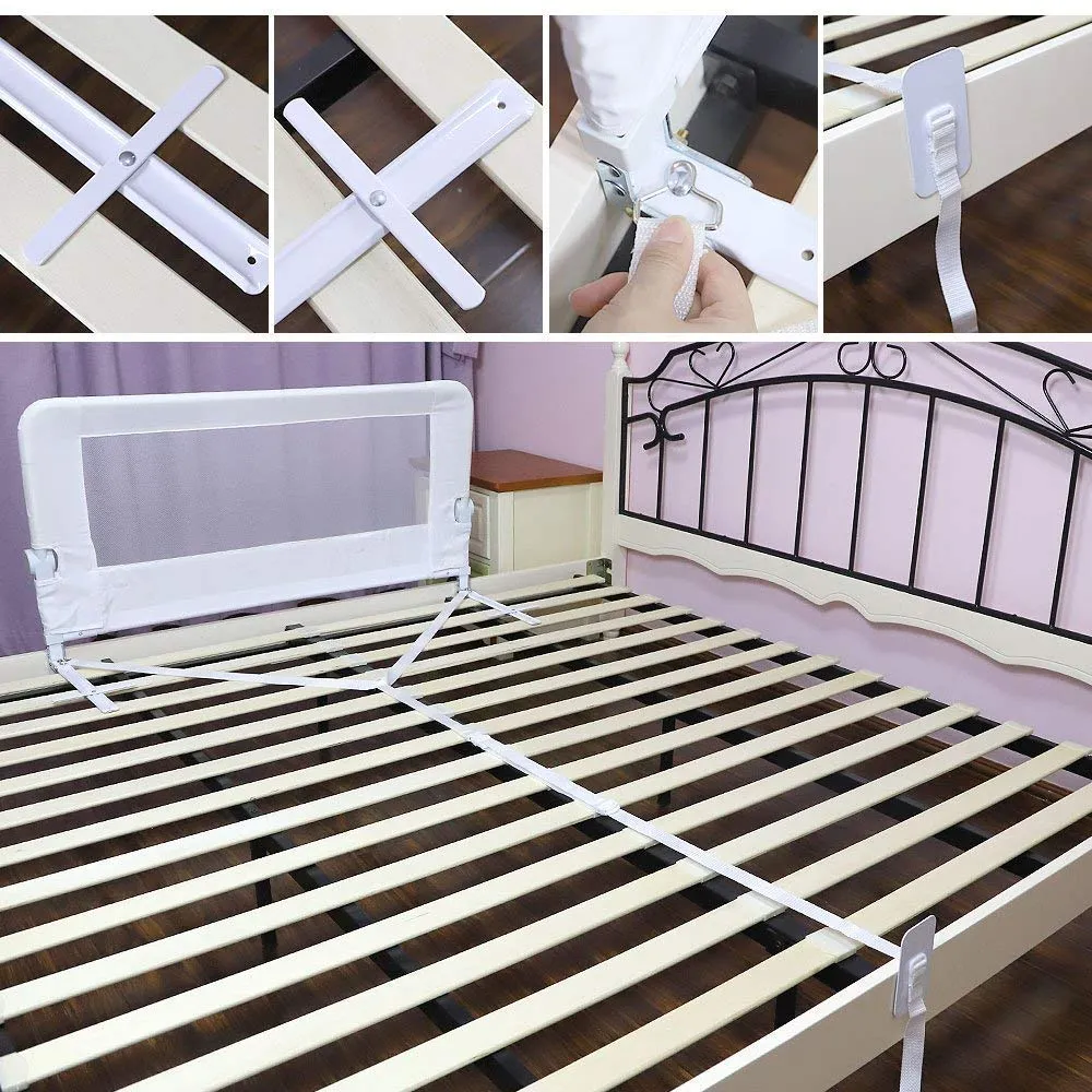 Bed Rail for Toddlers, 43" Foldable Toddler Bed Rail Guards for Baby Safety, with 1Piece Safe Belt for Kids, Fits Twin, Double, Full, Queen Size Bed(43" L*22.8" H, White)
