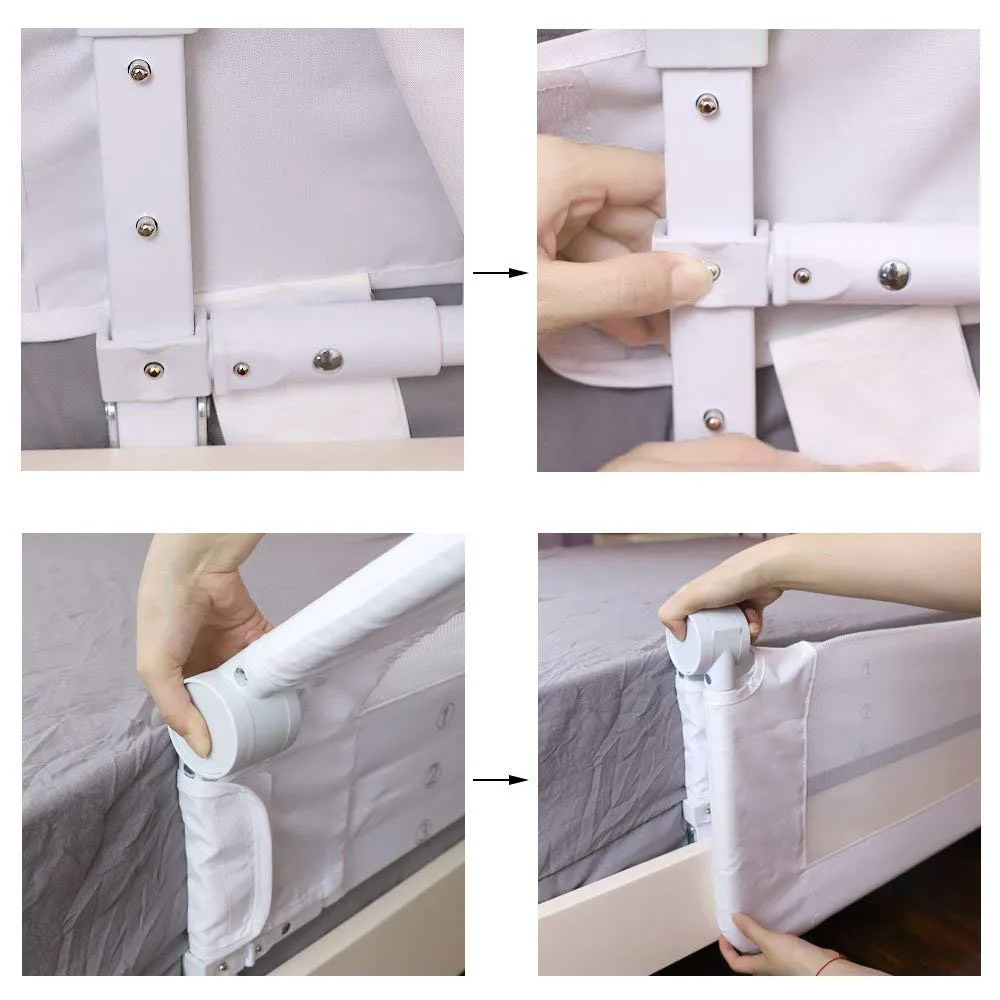 Bed Rail for Toddlers, 43" Foldable Toddler Bed Rail Guards for Baby Safety, with 1Piece Safe Belt for Kids, Fits Twin, Double, Full, Queen Size Bed(43" L*22.8" H, White)