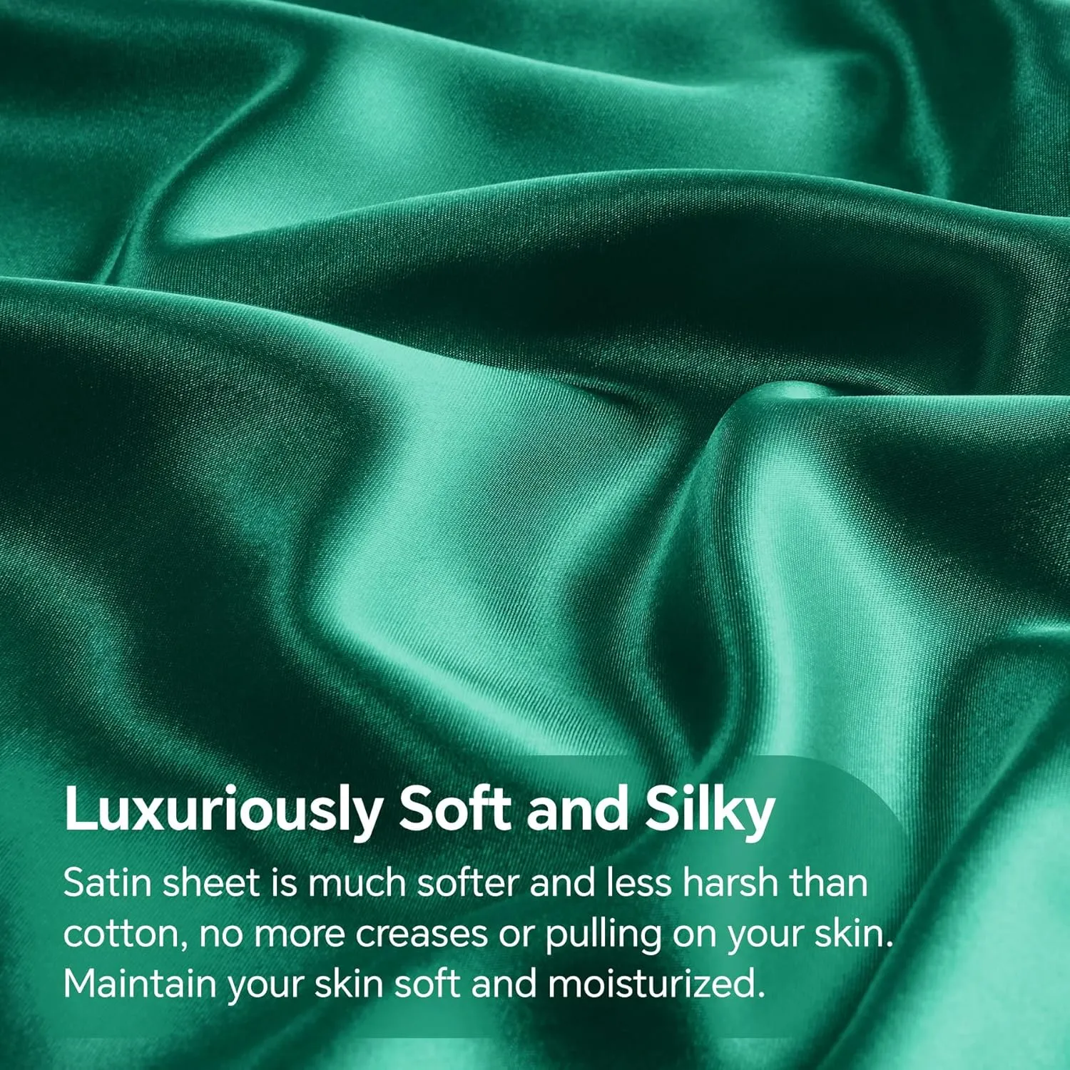 BEDELITE Satin Sheets Queen Size Bed Set, Luxury Soft Dark Green Sheets for Hair and Skin, Similar to Silk Bed Sheets Set 4 Pieces with 1 Deep Pocket Fitted Sheet, 1 Flat Sheet, and 2 Pillowcases