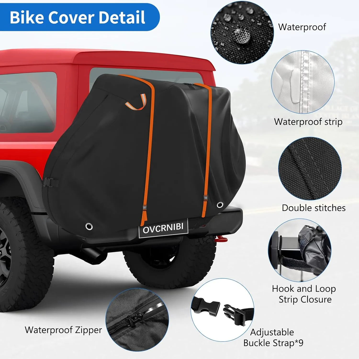 Bike Cover for Transport on Rack,Waterproof Tear Resistant Outdoor Cover for 1 or 2 Bikes with Visible Tail Lights