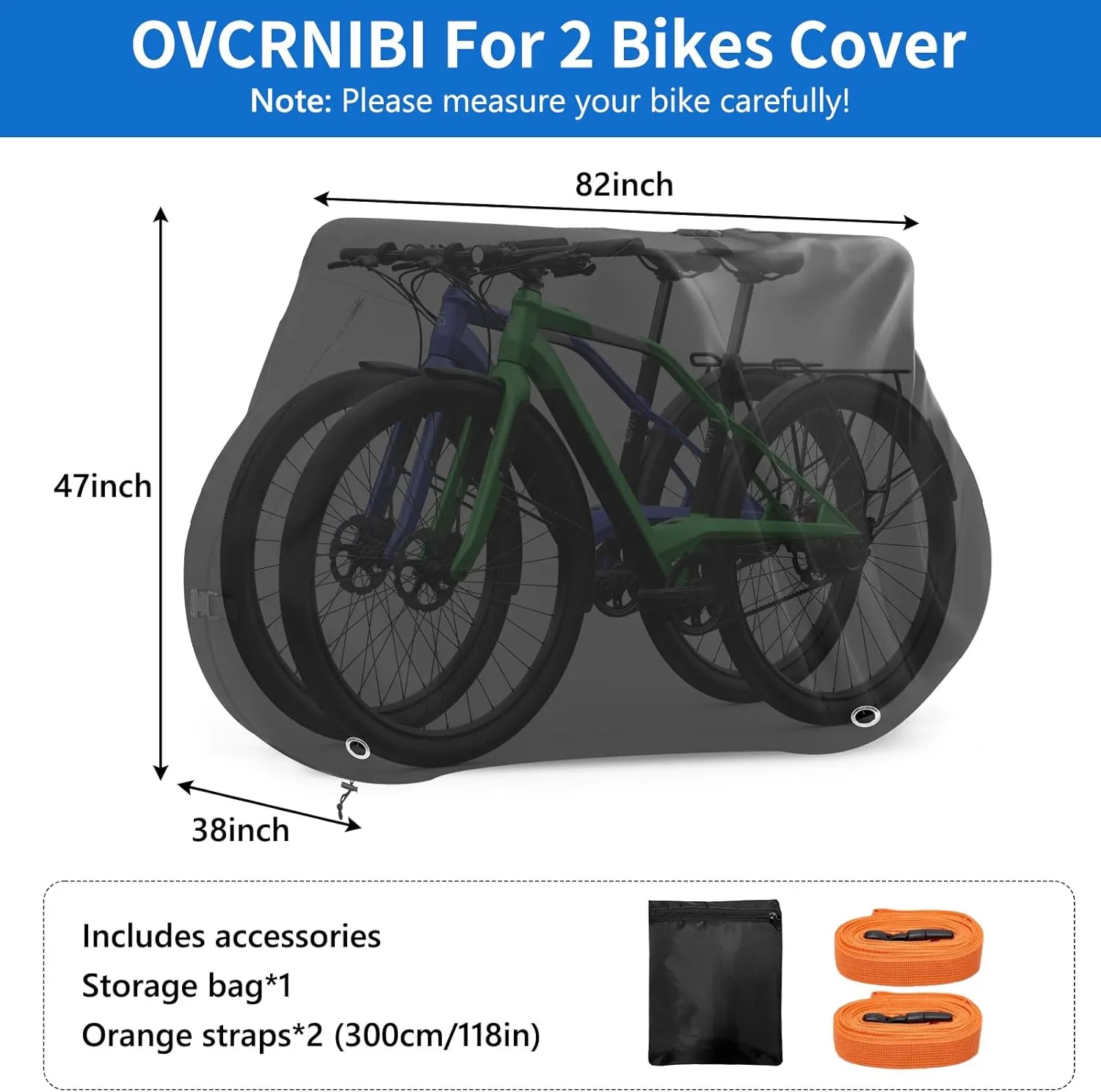 Bike Cover for Transport on Rack,Waterproof Tear Resistant Outdoor Cover for 1 or 2 Bikes with Visible Tail Lights