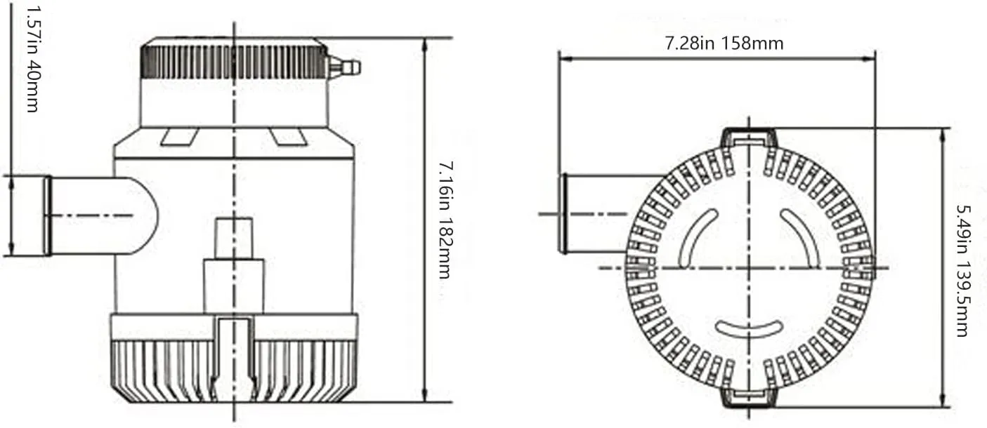 Bilge Pump, ABS Anti Shock Submersible Pump, Rustproof Boats Electric Water Pump, Heavy Duty Bilge Pump for Drainage Provides Power (DC12V 3700GPH)