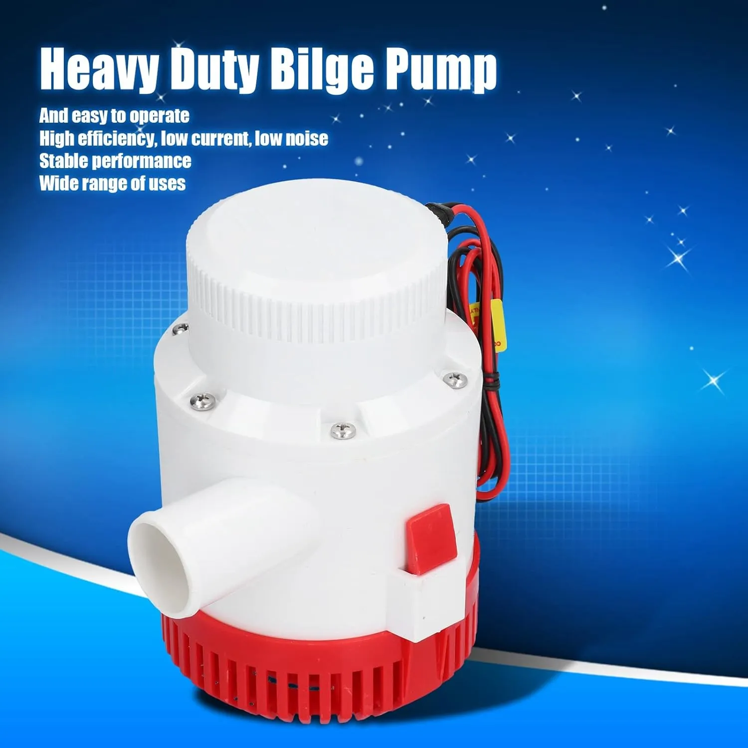 Bilge Pump, ABS Anti Shock Submersible Pump, Rustproof Boats Electric Water Pump, Heavy Duty Bilge Pump for Drainage Provides Power (DC12V 3700GPH)