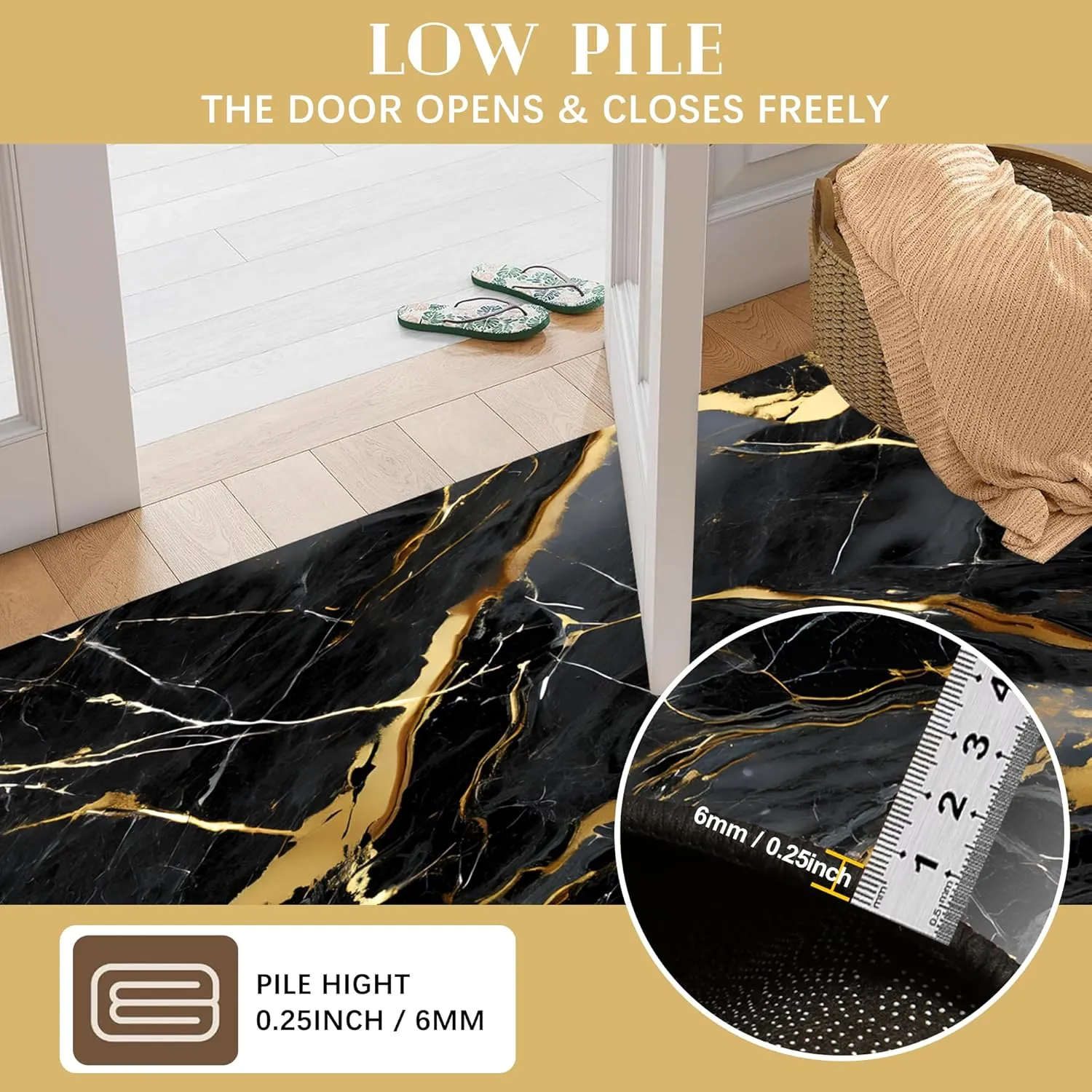 Black and Gold Marble Rugs: 5x8 Feet Abstract Black Marble Area Rug Washable Aesthetic Floor Carpet Mat for Bedroom Dining Living Room Dorm Kitchen Classroom Hallway
