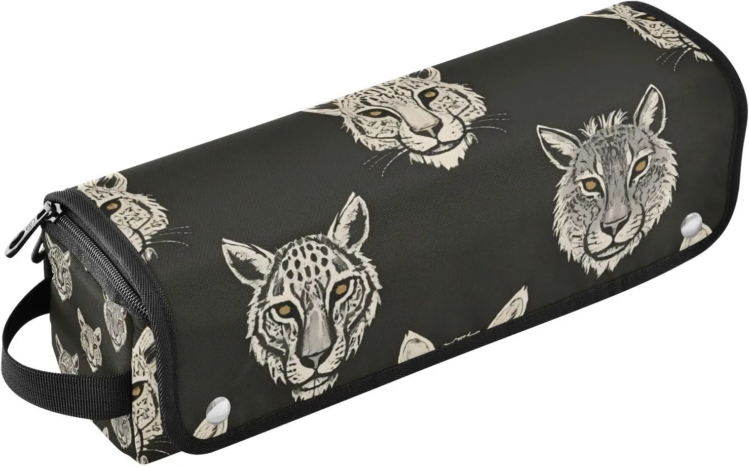 Black Tribal Tigers Leopard Hair Tool Travel Bag with Iron Mat Dustproof Travel Hair Straightener Bag for Hot Tools Curling Iron Flat Irons Hair Volumizer Styler
