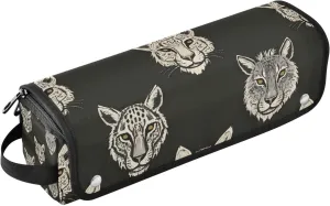 Black Tribal Tigers Leopard Hair Tool Travel Bag with Iron Mat Dustproof Travel Hair Straightener Bag for Hot Tools Curling Iron Flat Irons Hair Volumizer Styler