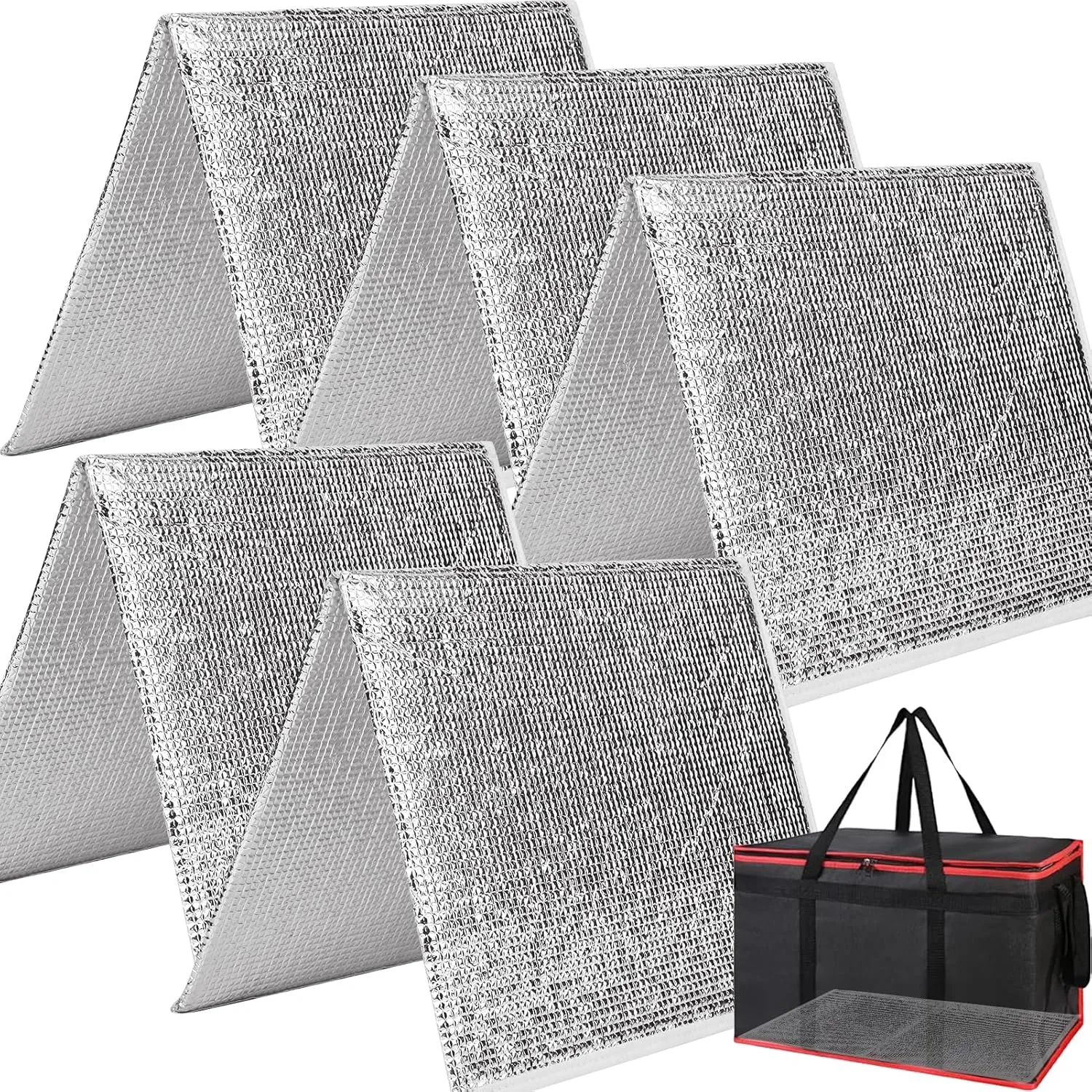 Bodaon 5PK Portable Insulation Board for 23" W x 14" D Food Delivery Bag，Uber Eats/Doordash Insulated Grocery XXXL-Bags Accessories，Reusable Shopping/Catering Carrier Keep Cooler Warm，Foldable Board
