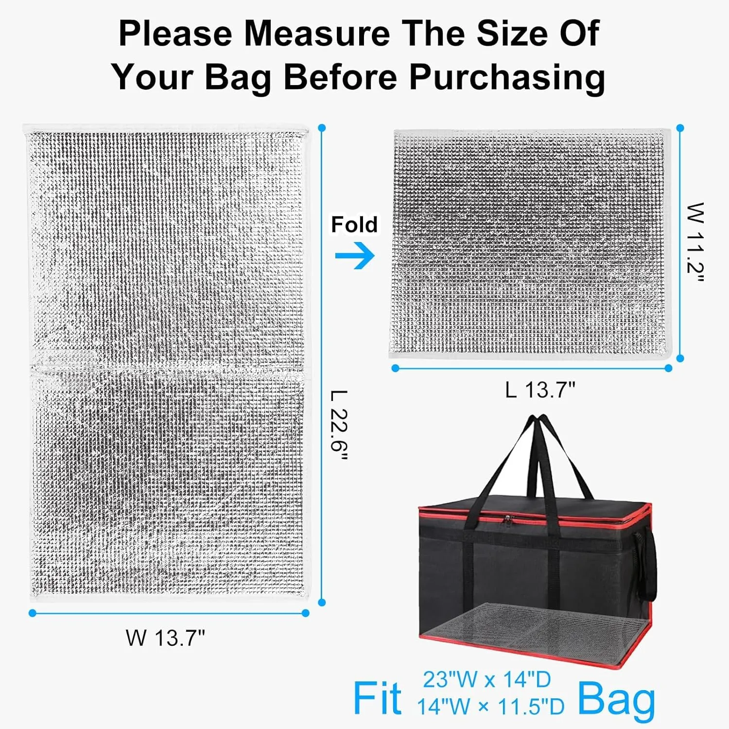 Bodaon 5PK Portable Insulation Board for 23" W x 14" D Food Delivery Bag，Uber Eats/Doordash Insulated Grocery XXXL-Bags Accessories，Reusable Shopping/Catering Carrier Keep Cooler Warm，Foldable Board