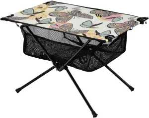 Bolaz Outdoor Folding Portable Picnic Camping Table-Colorful Butterfly Pattern,Storage Mesh for Camping Gear Accessories, Hiking, Mountaineering, Outdoor Travel