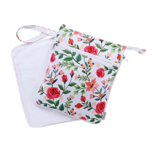 Breast Pump Bag Wet/Dry Bag with Preparation Place Mat, Waterproof Pump Parts Storage Bag for Moms Pumping at Work or Outdoors(Romantic flowers)