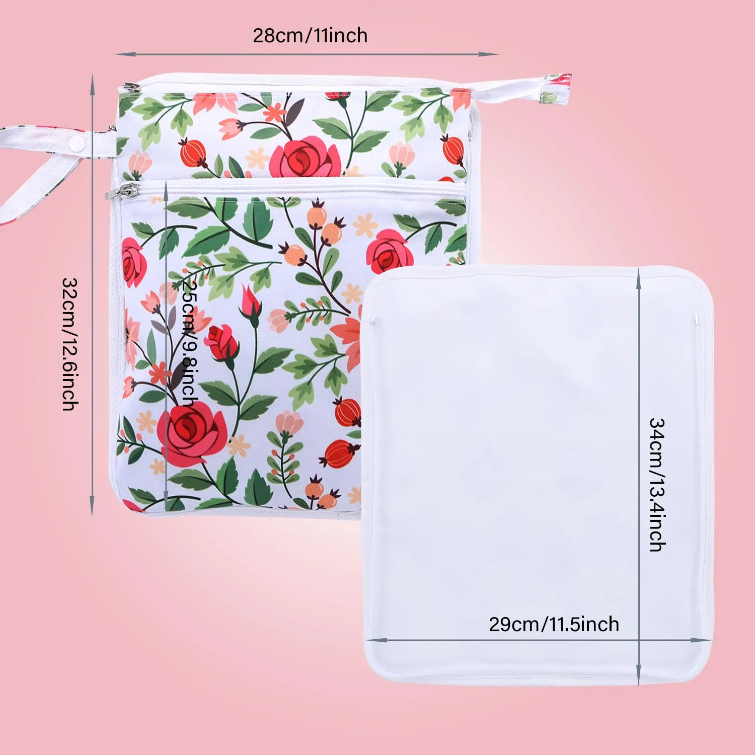 Breast Pump Bag Wet/Dry Bag with Preparation Place Mat, Waterproof Pump Parts Storage Bag for Moms Pumping at Work or Outdoors(Romantic flowers)