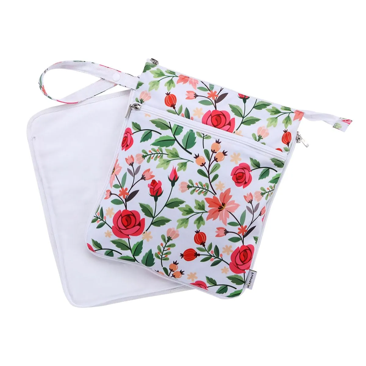 Breast Pump Bag Wet/Dry Bag with Preparation Place Mat, Waterproof Pump Parts Storage Bag for Moms Pumping at Work or Outdoors(Romantic flowers)