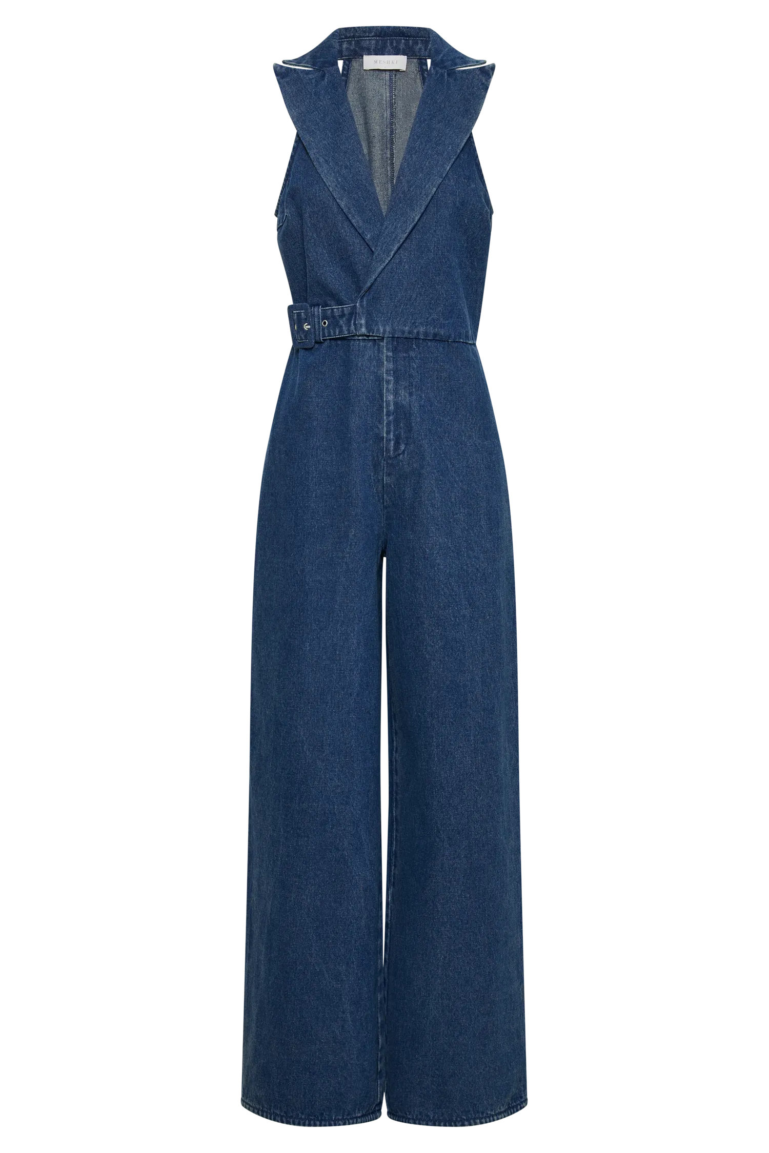 Cadie Sleeveless Denim Jumpsuit - Dark Blue