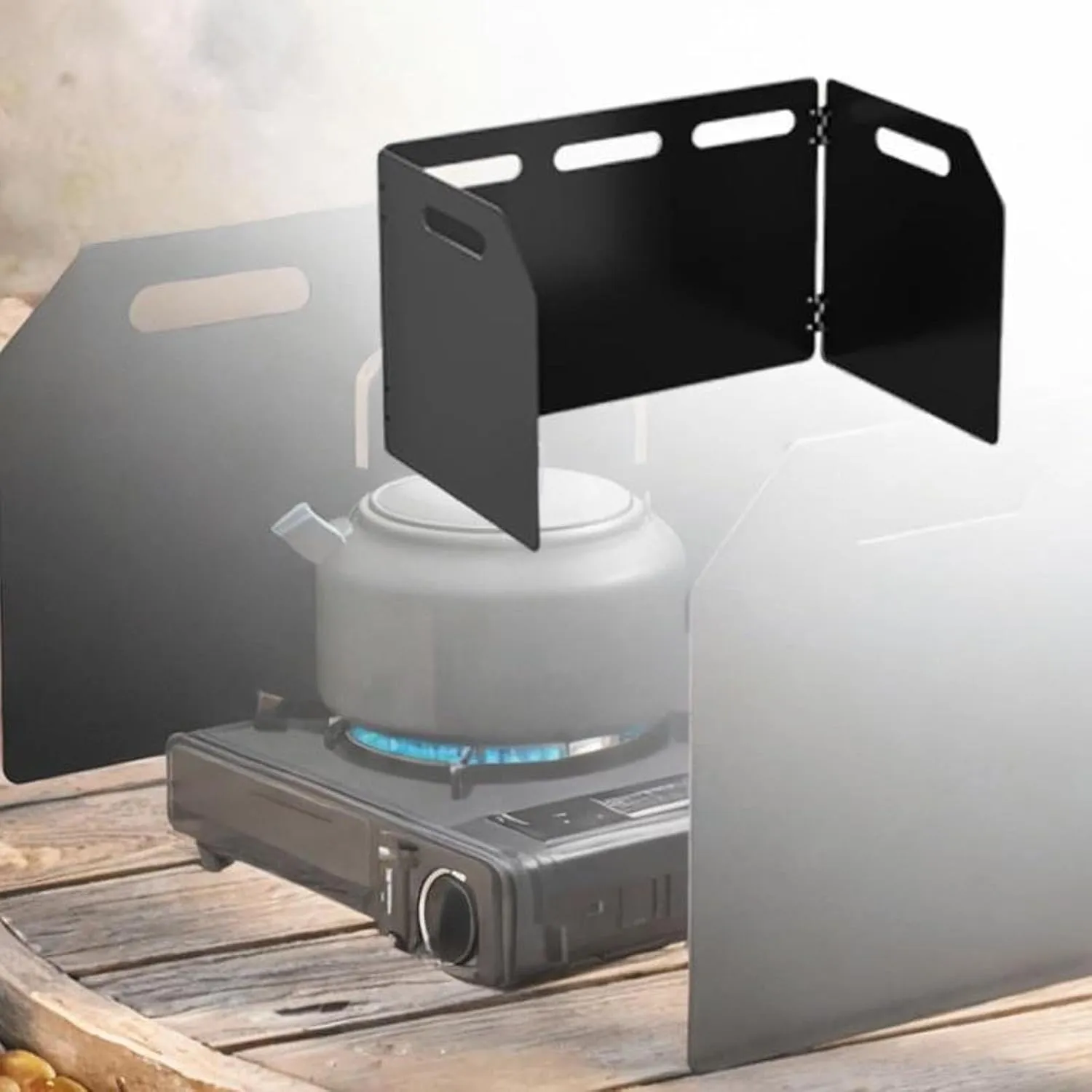Camping Stove Windshield with Bag Folding Cooking Accessories Reusable Space Saving Outdoor Stove Windscreen for Backpacking, 41x24.8x25cm