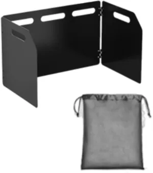 Camping Stove Windshield with Bag Folding Cooking Accessories Reusable Space Saving Outdoor Stove Windscreen for Backpacking, 41x24.8x25cm