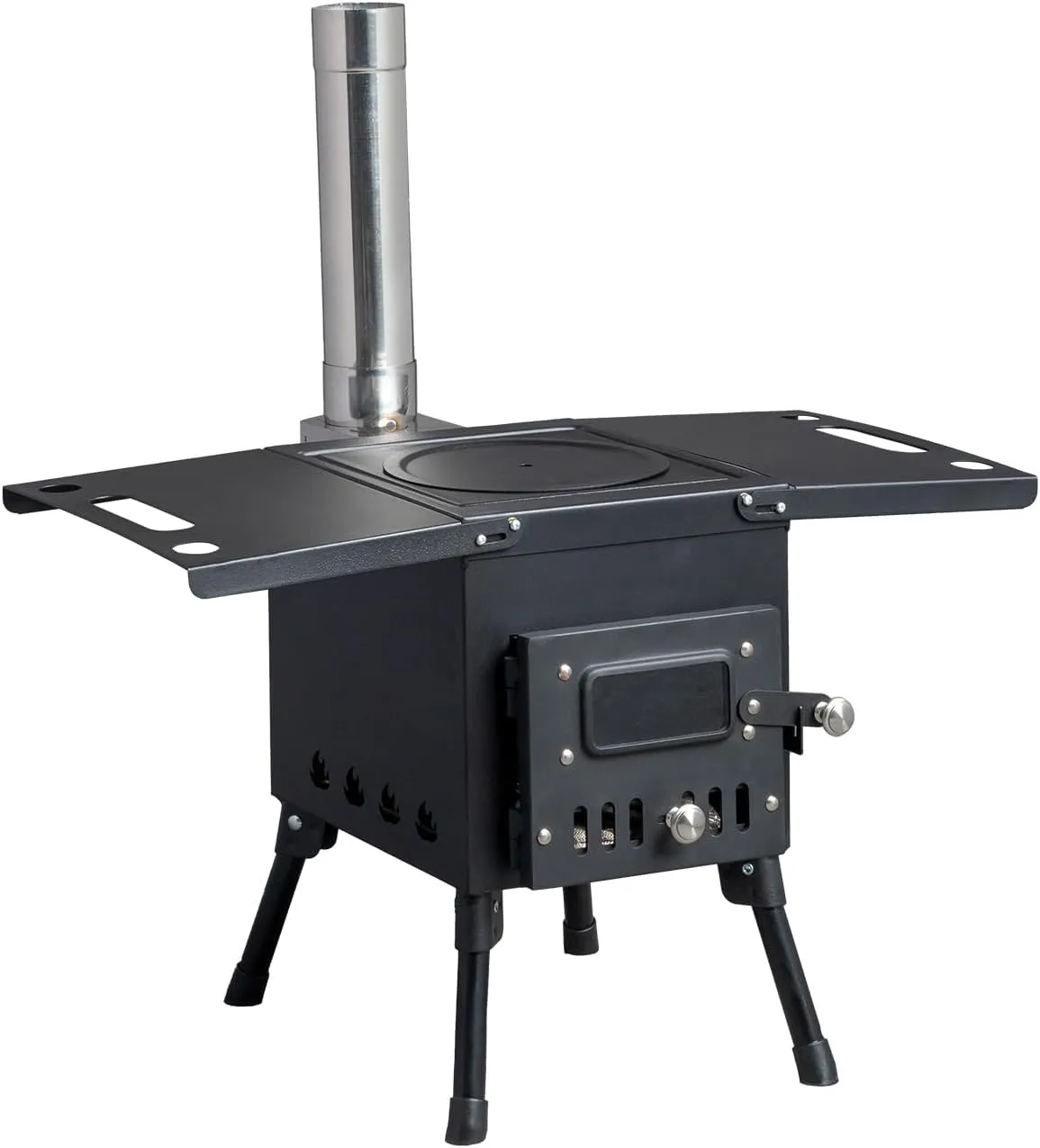 Camping Wood Stove, Outdoor Portable Camping Tent Stove Wood Burning with Stainless Chimney Pipes, Wood Stove for Outdoor Camping Cooking and Heating