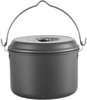 CAMPINGMOON 2.6L Hanging Pot Lightweight Aluminum Hard Anodized Campfire Cooking Pot with Foldable Handle, Compact Outdoor Camping Cookware, Small Size MC-220