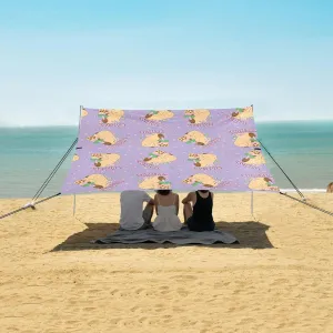 Capybara Drinks Beach Canopy Tent Anti-UV & Wind Resistant, Camping Sun Shelter Easy Setup Portable,Outdoor Shade Tents with Sandbags,Sand Shovels,Ground Pegs & Stability Poles