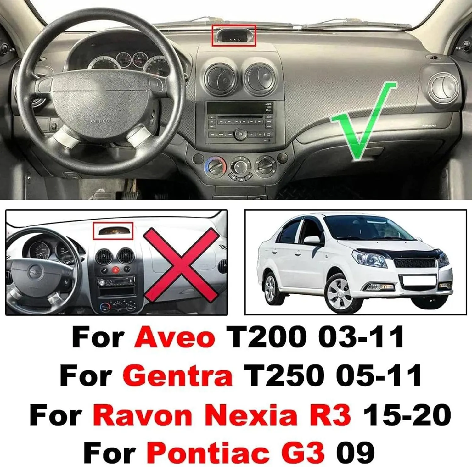 Car Dashboard Cover Dash Sunshade,for Chevrolet Aveo T200 03-11 Daewoo Gentra T250 05-11 Ravon Nexia R3 15-2020 Accessories