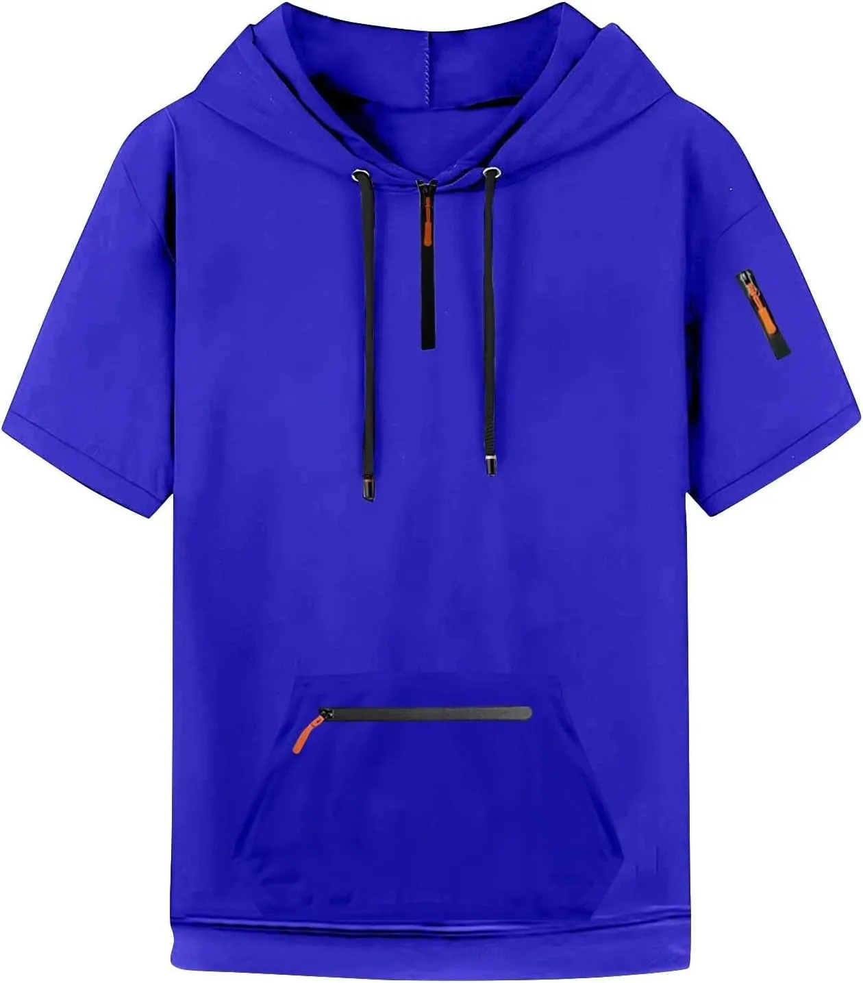 Cargo Hoodies for Men Short Sleeve V Neck 1/4 Zipper Muscle Shirts Big and Tall Lightweight Athletic Sports Gym Tops