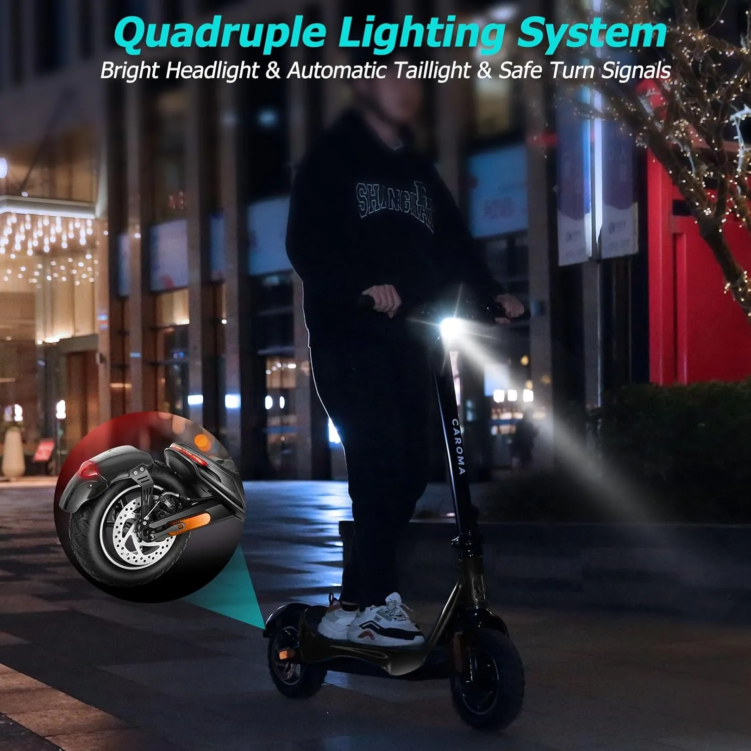 Caroma Electric Scooter Adults, 850W Motor, Max 36 Mph & 30-37 Miles Long Range, 10 Inch Run-Flat Tires, Folding E-Scooter with Dual Motor and Dual Brakes, Smart Control