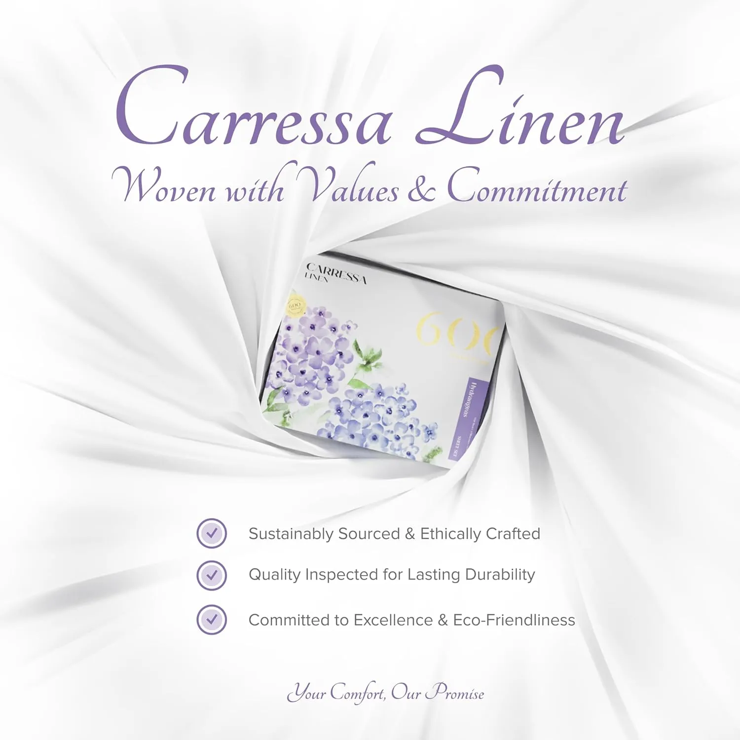 Carressa Linen Luxury Egyptian Cotton 4 PC King Size Sheet Set - 600 Thread Count Deep Pocket Fitted and Flat Sheets, Soft, Cooling Extra Long Staple Hotel-Quality Bedding with Sateen Weave - Sea Foam