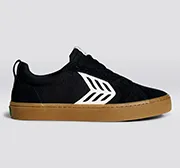 CATIBA PRO Low Gum Black Suede and Canvas Ivory Logo Sneaker