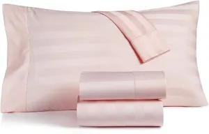 Charter Club Damask Stripe 550 Thread Count Supima Cotton 3 Piece Twin Sheet Set Cotton Candy