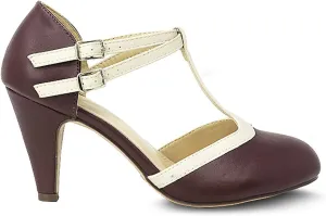 Chase & Chloe Kimmy-58 Women's Mary Jane T-Strap Round Toe Pump